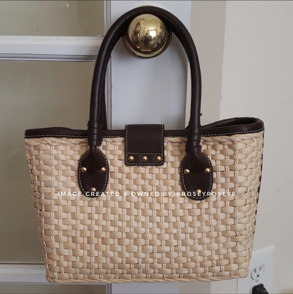 **SOLD** Chaps Straw Handbag EUC - Picture 3 of 11
